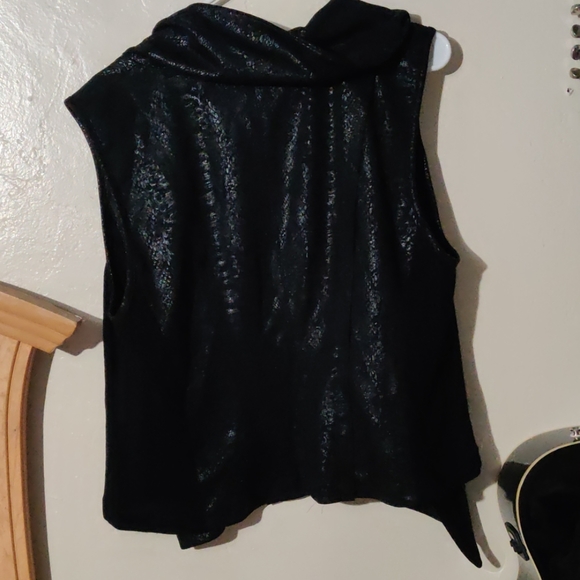 VINCE CAMUTO BLACK GLITTER  ZIP VEST  SIZE XLARGE - Picture 7 of 8